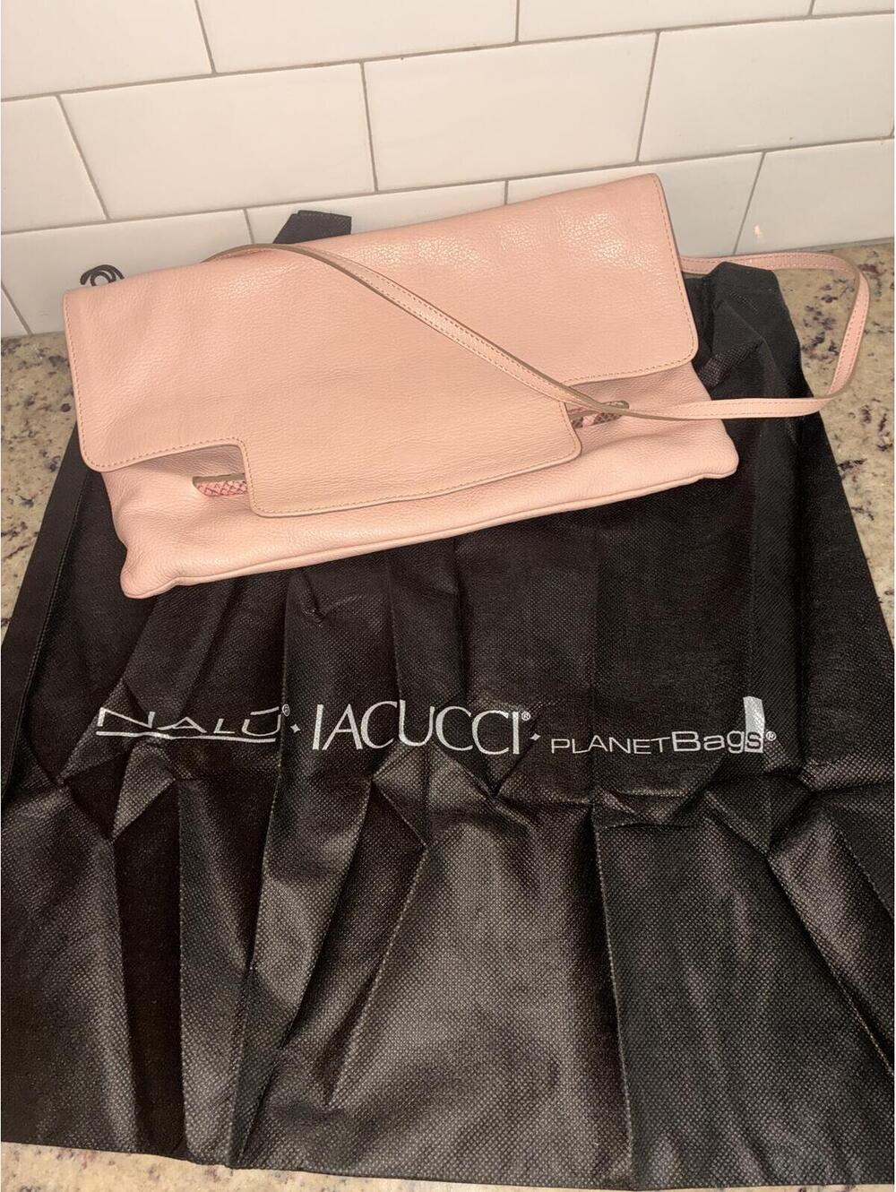 IACUCCI Blush Pink Genuine Leather Fold-Over Shoulder Bag Made in Italy